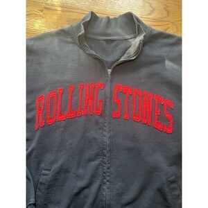 Vinatge Rolling Stones Sweatshirt Mens L Black Zip Up Rock RARE festival outdoor